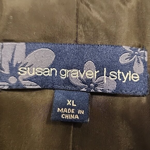 Susan Graver Womens size XL Crinkle Iridescent Patchwork Jacket A93378 Purple - Picture 5 of 8